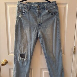 GAP Women's Light Blue High Rise Ripped Jeans